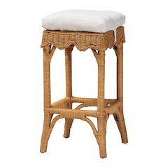Muy Bohemian Scallop Honey Rattan Bar Stool