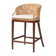 Lumajang Bohemian Light Honey Rattan and Wood Bar Stool
