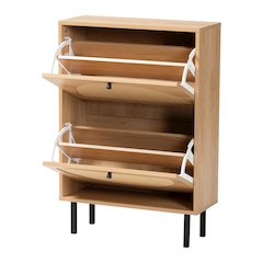 Baxton Studio Remus Wood Shoe Cabinet - 12-Pair Shoe Storage Organizer