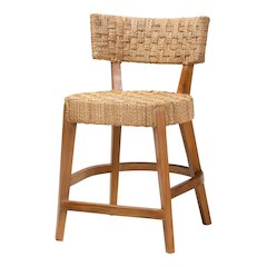 Sabit Bohemian Seagrass and Mahogany Wood Counter Stool
