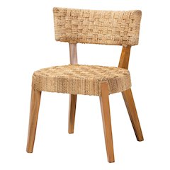 Sabit Bohemian Seagrass and Mahogany Wood Dining Chair