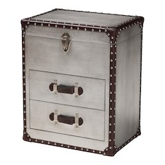 Calidore Vintage Silver Metal 2-Drawer End Table