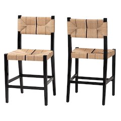 Prita Bohemian Paper Loom and Black Mahogany Wood Counter Stool