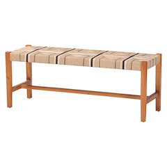 Prita Bohemian Paper Loom and Natural Mahogany Wood Dining Bench