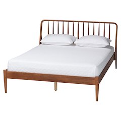 Baxton Studio Maeron Mid-Century Modern Walnut Brown Queen Platform Bed