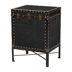 Laura Vintage Black Canvas Lift-Top Trunk End Table