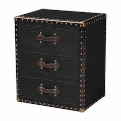 Mallison Vintage Black Canvas 3-Drawer End Table