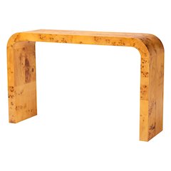 Revelle Modern and Contemporary Natural Light Mappa Real Burl Wood Console Table