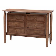 Studio Alyssa Japandi Walnut Brown Wood 6-Drawer Dresser