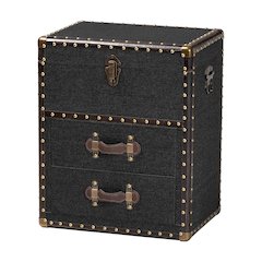 Studio Agatha Vintage Black Canvas 2-Drawer Storage Trunk