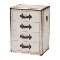 Studio Jaelyn Vintage Coffee Canvas 4-Drawer End Table