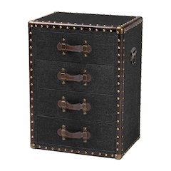 Studio Jaelyn Vintage Black Canvas 4-Drawer End Table