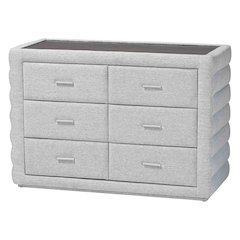 Cadmus Modern Light Grey Channel-Tufted Fabric 4-Drawer Dresser