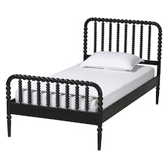 Lucera Mid-Century Black Twin Size Bobbin Bed