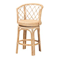 Ayu Bohemian Light Honey Rattan Swivel Counter Stool