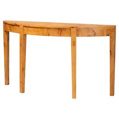 Jihan Modern and  Natural Real Burl Wood Half-Moon Large Console Table