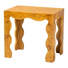 Huxley Modern and  Natural Real Burl Wood End Table