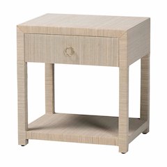 Nata Bohemian Woven Natural Grasscloth 1-Drawer Nightstand
