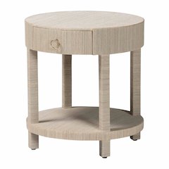 Sadia Bohemian Woven Natural Grasscloth 1-Drawer Nightstand