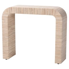Yareli Bohemian Woven Natural Grasscloth Console Table