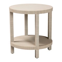 Rocco Bohemian Woven Grasscloth End Table