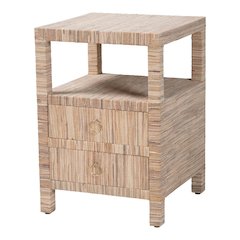 Paine Bohemian Woven Grasscloth 2-Drawer Nightstand