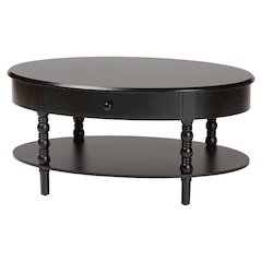 Malinda Classic Black Wood 1-Drawer Coffee Table with Spindle Legs