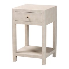 Dansby Modern Beige Faux Shagreen 1-Drawer End Table