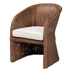 Memphis Bohemian Peanut Brown Braided Rattan Arm Chair