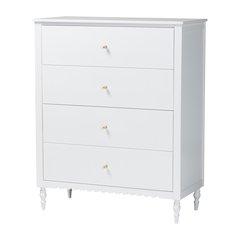 Roni Modern White Wood 4-Drawer Chest with Scalloped Edges