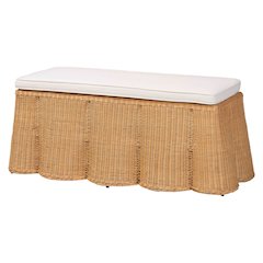 Palm Scallop Natural Rattan Ottoman