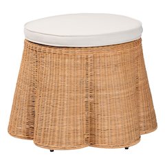 Palm Scallop Natural Rattan Ottoman