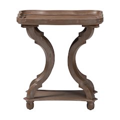 Yannick French Country Antique Brown Wood End Table