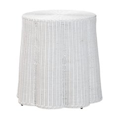 Palm Bohemian White Scalloped Rattan Console Table