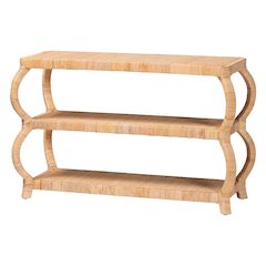 Dalida Bohemian Natural Rattan 3-Tier Console Table