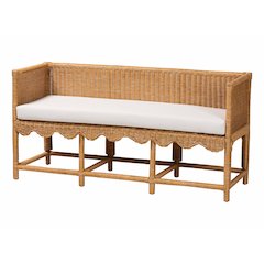 Seranay Bohemian Scallop Light Honey Rattan Accent Bench