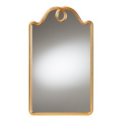 Elian Gold Wall Mirror with Decorative Top – Elegant Rectangular Accent Mirror for Entryway, Living Room, or Bedroom