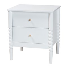 Lucera Mid-Century White 2-Drawer Bobbin Nightstand
