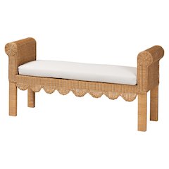 Reiko Handwoven Natural Rattan Bench
