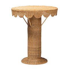 Pabla Bohemian Light Honey Rattan Scalloped Console Table