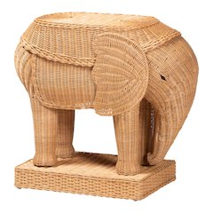 Elissa Bohemian Light Honey Rattan Elephant End Table