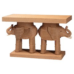 Elissa Bohemian Honey Rattan Elephant Console Table