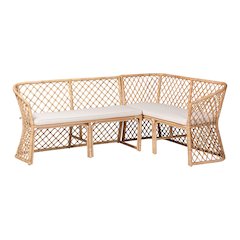 Aysi Bohemian Light Honey Rattan 2-Piece Dining Nook Bench Set