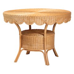 Abena Bohemian Scalloped Light Honey Rattan Dining Table