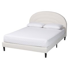 Pelagia Boucle Upholstered Platform Bed - Soft Fabric Queen Size Bed Frame