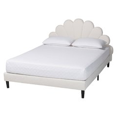 Albion Boucle Upholstered Platform Bed - Soft Fabric Queen Size Bed Frame