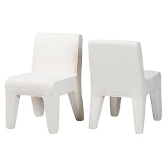 Helios Boucle Dining Chair Set of 2 - Modern Armless Upholstered Accent Chair