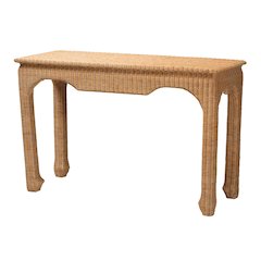 Abena Handwoven Natural Rattan Console Table - Ming Style
