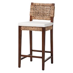 bali & pari Alise Handwoven Seagrass Bar Stool with Mahogany Wood Frame
