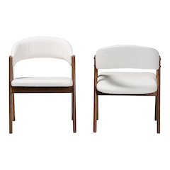 Virden Boucle Upholstered Dining Chair Set of 2- Mid-Century Modern Armchair